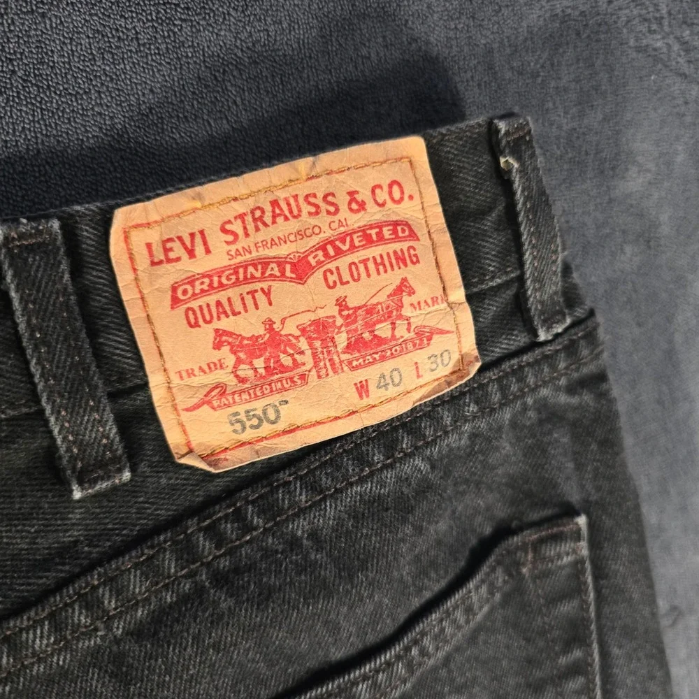 Levi's 550 Relaxed Fit Jeans Black Denim Pants‎ Classic Mens W40 L30 Mens 40x30